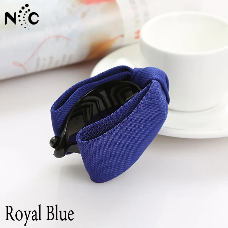 Royal Blue Высококачественные тканевые галстуки с бантом, заколки для волос для женщин и девушек, аксессуары для волос, новое поступление - Цвет: Royal Blue