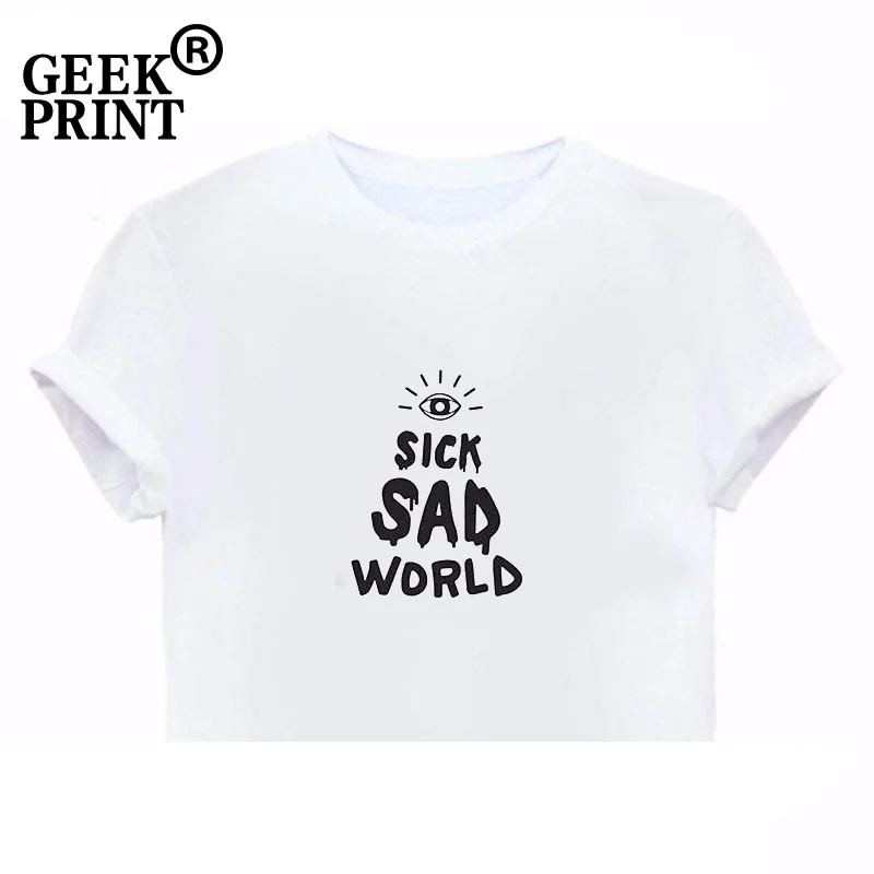 Женская футболка с буквенным принтом Sick Sad World повседневные Забавные футболки для