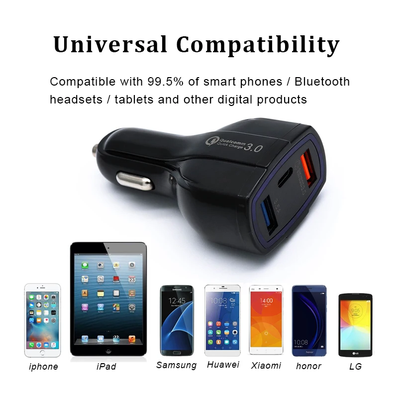 Быстрая зарядка 3,0 Автомобильное зарядное устройство 3.5A QC3.0 USB-C type C USB PD зарядное устройство для быстрой зарядки двойной USB мобильный телефон зарядное устройство для samsung Xiaomi