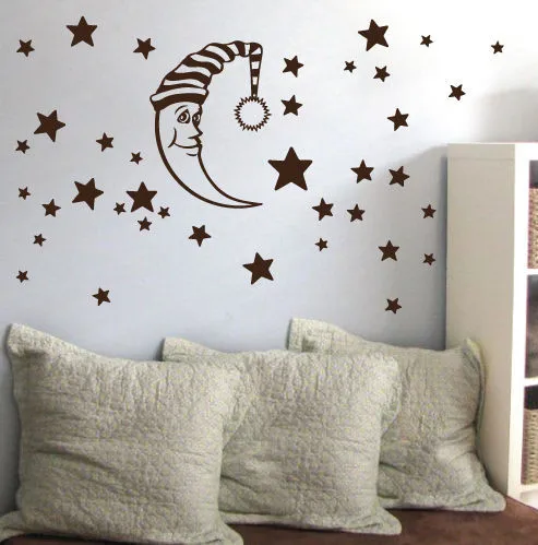 POOMOO настенные наклейки луна звезды дети Детская виниловая наклейка на стену