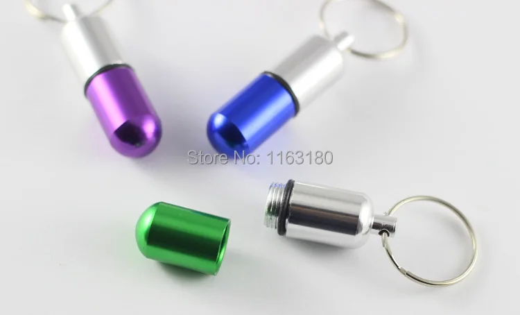 30 шт./лот мини алюминиевый контейнер для таблеток Держатель Брелок Рекламный