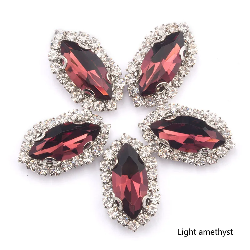 light amethyst Хрусталь смешанного цвета Стекло Красочные пришить Камень коготь стразы цепи камень, Diy аксессуары для одежды, сумки - Цвет: light amethyst