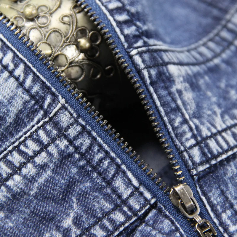 Винтаж платье из джинсовой ткани без рукавов на лето Для женщин ремень Вышивка