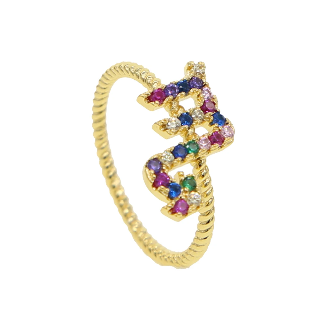 Новый дизайн 12 созвездия зодиака знаки кольца с золотым наполнителем размер 6 7 8