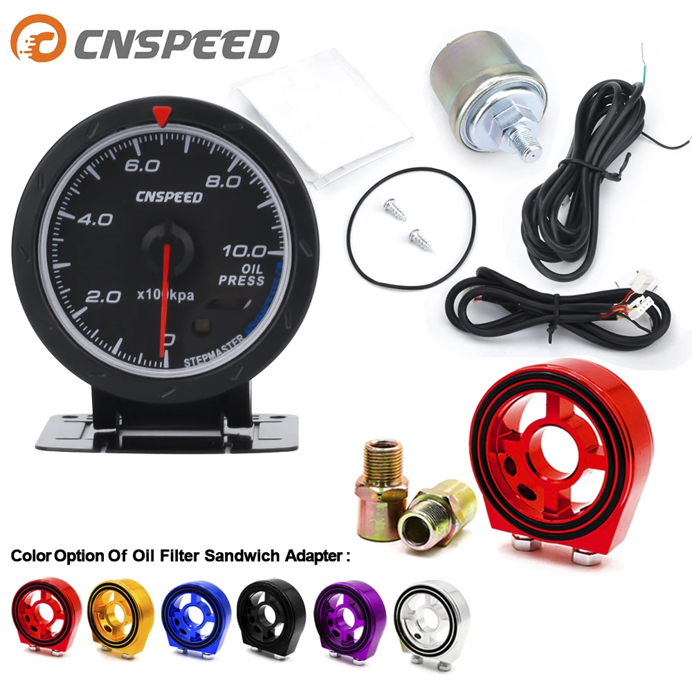 CNSPEED автомобильный измеритель давления масла 60 мм 12 В 0 10 бар с датчиком красный и