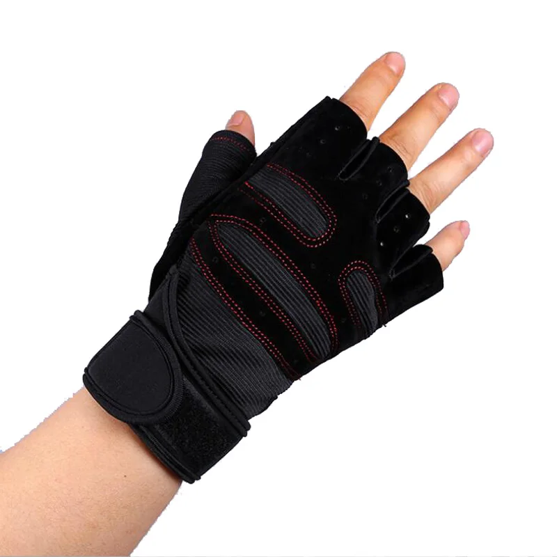 Дышащие перчатки для тренажерного зала с открытыми пальцами фитнеса спортивные