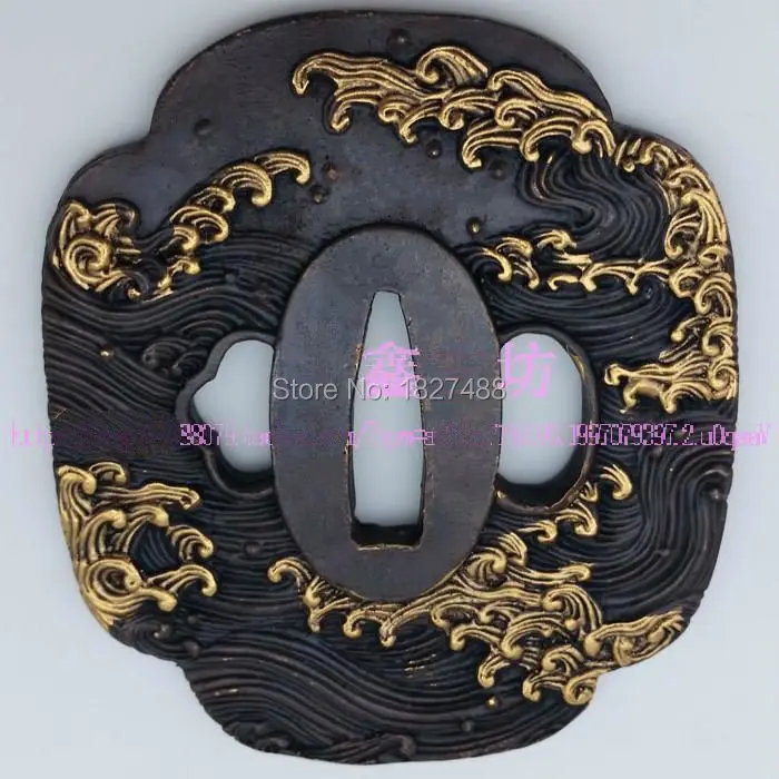 Высокая quallty японский катана Медь Tsuba Wakizashi Меч Интимные аксессуары w/морской Дизайн