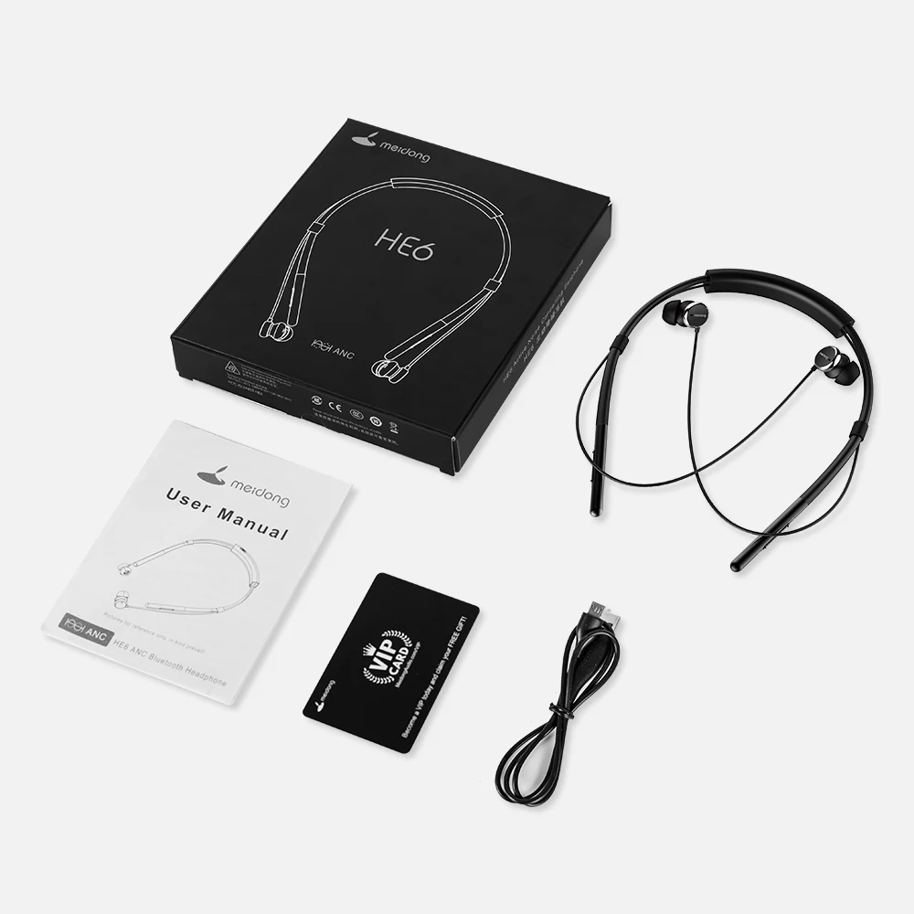 Meidong HE6 bluetooth-наушники с шейным ремешком гарнитура активным шумоподавлением