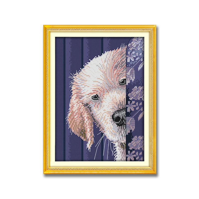 Милая собака сделай сам мультяшная живопись напечатанная на холсте DMC 14CT 11CT