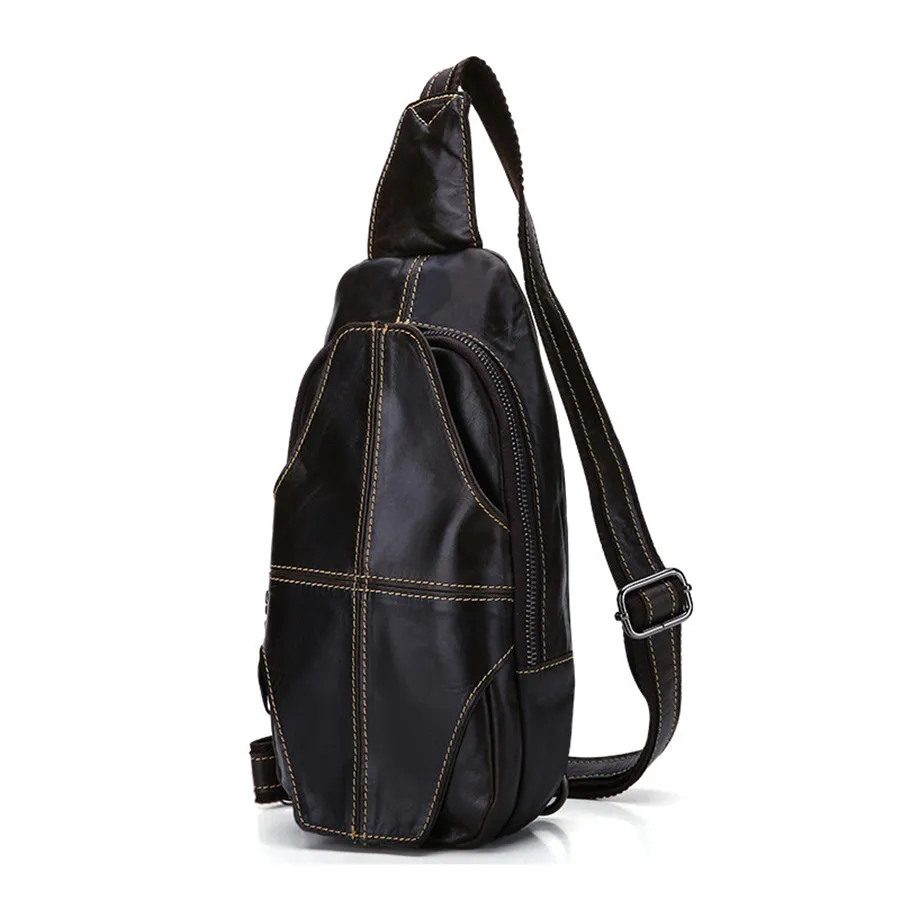 YOGOBOR 2017 Hot Genuine Leather Men Shoulder Bag Fashion Trending Oil Wax Mens Crossbody Coffee Chest Pack Bags |