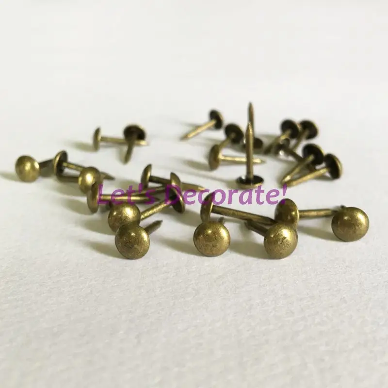D6mm x L12mm 150 шт./лот, латунные/никелевые/Бронзовые/золотистые/черные винтажные антикварные декоративные гвозди для дивана, гвозди для обивки, гвозди для стула DIY - Цвет: D6mm x L12mm