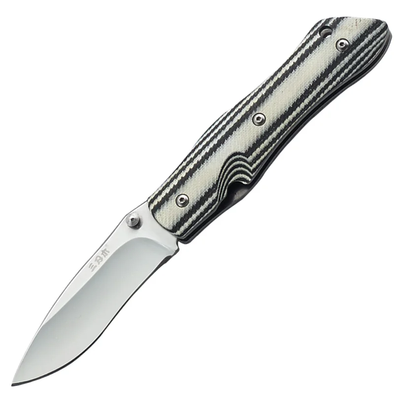 black-white Sanrenmu 9051 8Cr14Mov лезвие складной нож G10 Ручка Открытый охотничий кемпинг выживания утилита EDC карманные ножи кухонный инструмент - Цвет: black-white