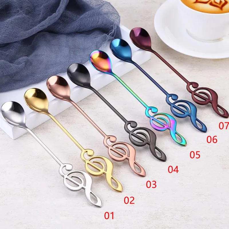 

Stainless Steel Spoon Coffee Note Shape Music Theme Tea Stirring Spoon Ice Cream Dessert Scoop Creative Flatware F20173951