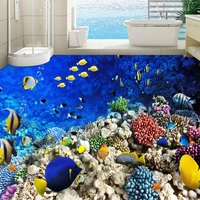 custom photo floor wallpaper 3d tropical fish mural sticker bathroom kids bedroom pvc wear non slip waterproof mural wall papers