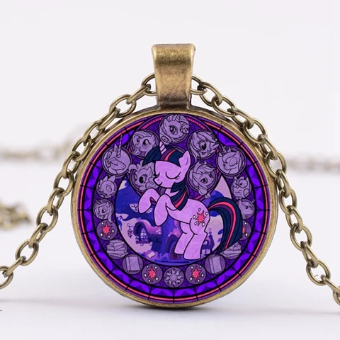 SIAN Cute My Little Ponys, ожерелье для девочек, аксессуары для платья, мультяшная дружба, Волшебная Радуга, детское длинное ожерелье, подарок - Окраска металла: Style 18