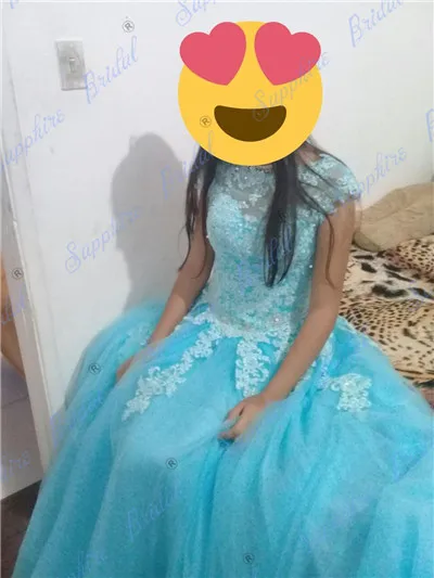 Сапфировые Свадебные Длинные вечерние платья Vestido De 15 Anos De cap рукав кружево открытая спина Лаванда бирюза Бисероплетение Бальные платья