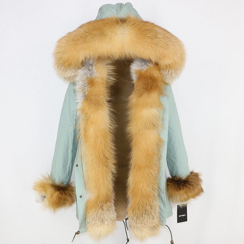 Женская парка со съемной подкладкой OFTBUY длинная теплая с капюшоном отделанным