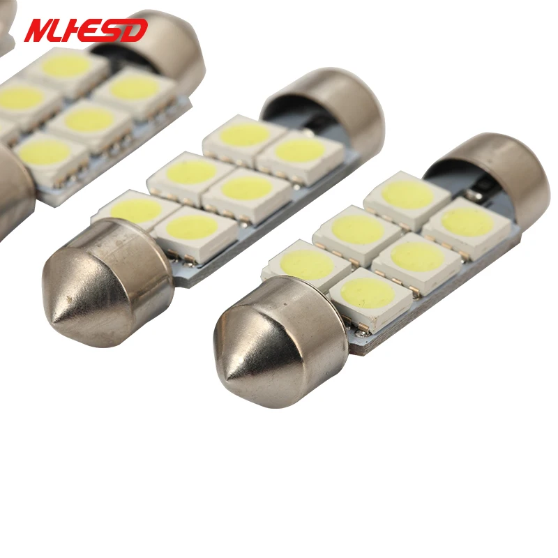 10 шт. белый светодиод для автомобиля 31 мм 36 39 41 C5w 5050 6smd dc 12 В гирлянда салона