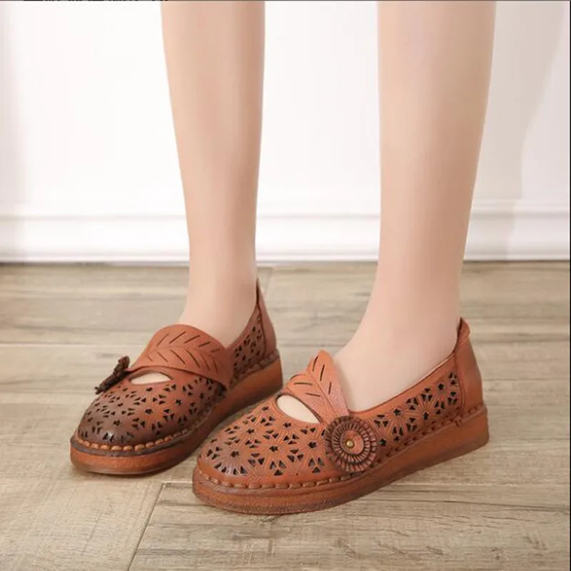 Повседневная винтажная женская обувь из натуральной кожи тонкие туфли на