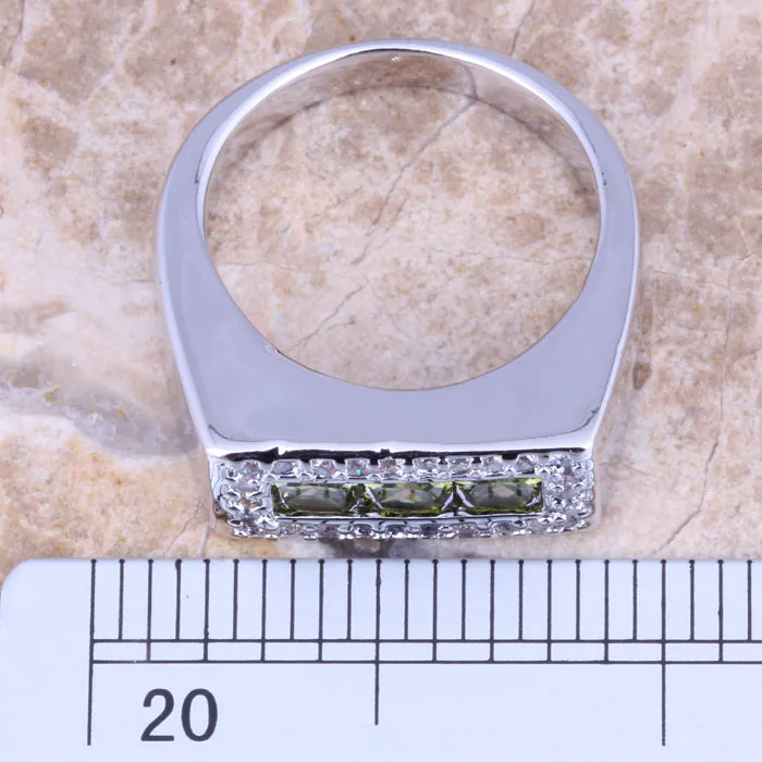 Flawless Green Peridot White CZ Silver Plated Women's Ring Size 6 / 7 8 9 R1159 | Украшения на свадьбу и помолвку