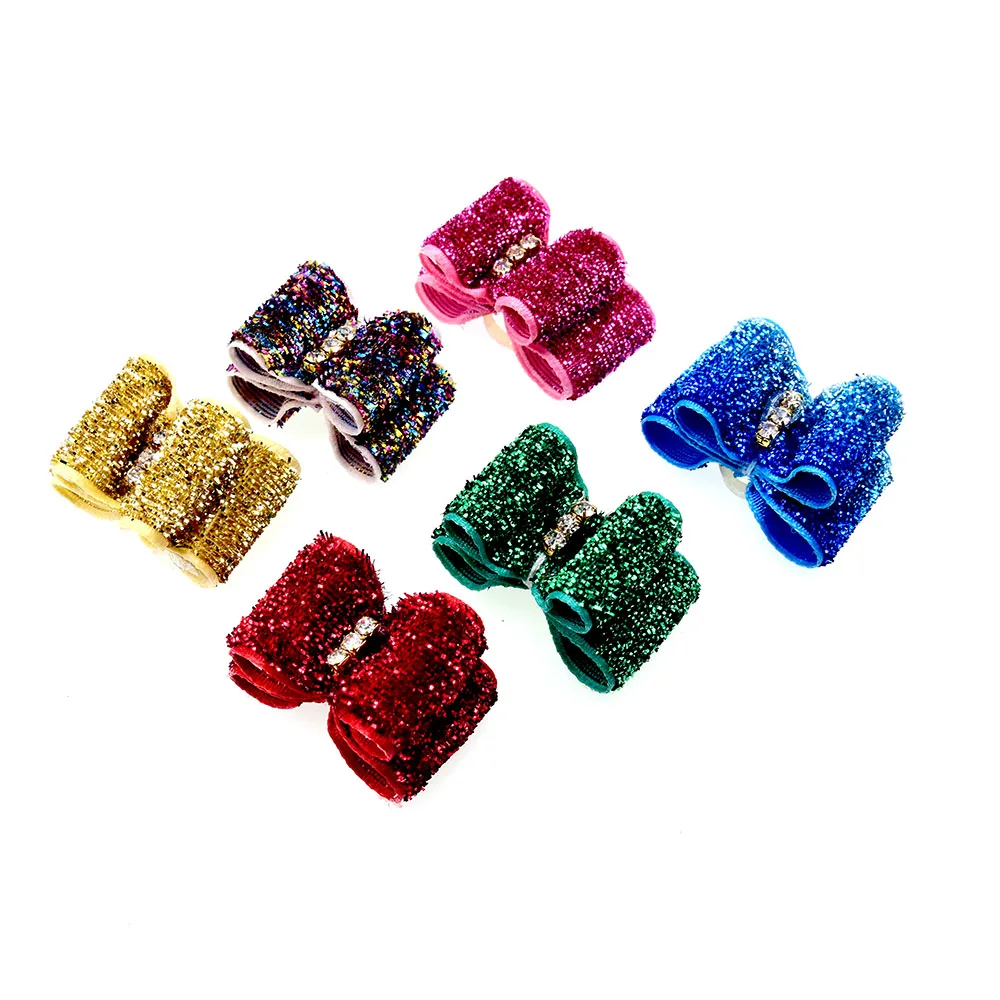 

20 Pcs Christmas Pet Dog Hair Bows Rubber Bands Handmade Puppy Grooming Rubber Bands Dog Accessories For Small Dogs Hair Bows