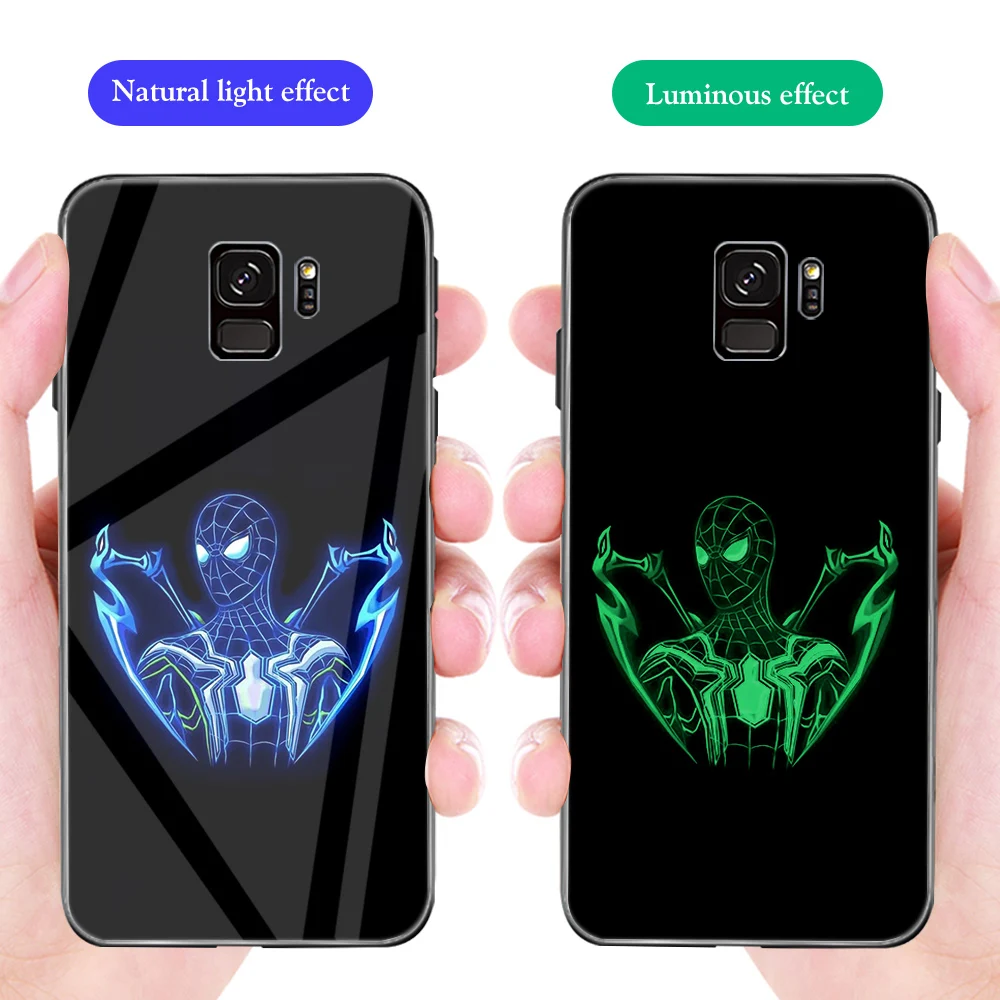 Чехол для телефона ciciber для samsung Galaxy S10 S9 S8 S7 Note 10 9 8 Plus S10e S10+ Edge Марвел Капитан Америк светящееся закаленное стекло - Цвет: WM03789