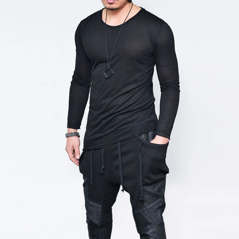 Мужская Облегающая рубашка с длинным рукавом Повседневная блузка большого