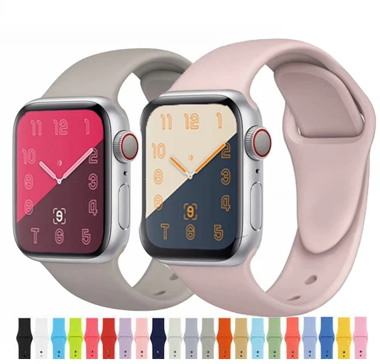Спортивный силиконовый ремешок для Apple watch Series 4 3 2 1 Замена Браслет наручных часов