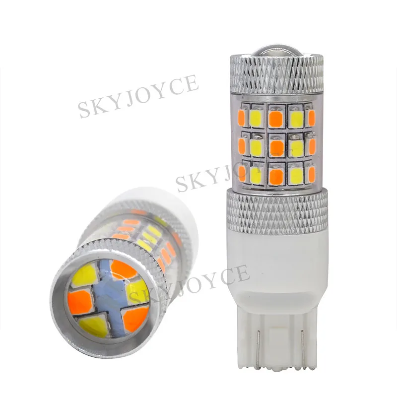 2021 T20 P21W 7443 2835 42SMD светодиодный светильник белый/янтарный двойной цвет белый + Yello