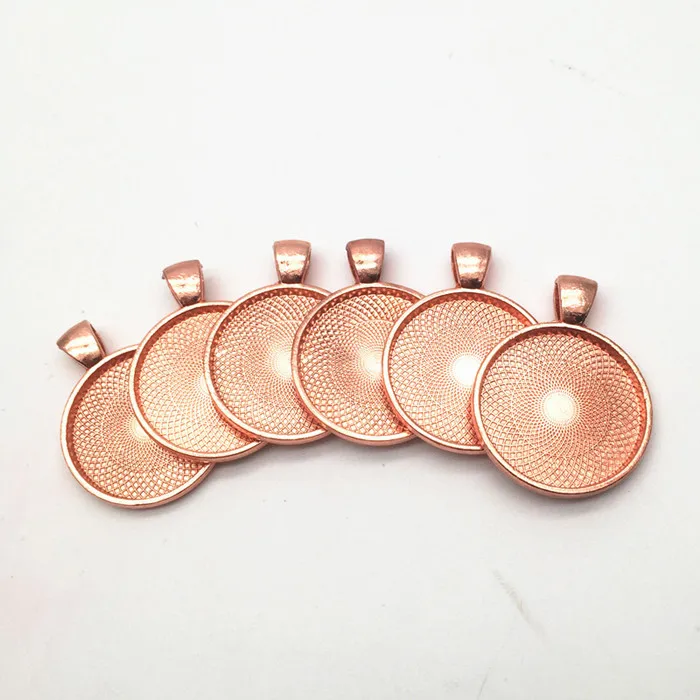 6pcs Rose gold 6 шт 25 мм Серебряный кулон лотки Круглый безель-Камея Кабошон основа Установка Подвески - Цвет: 6pcs Rose gold