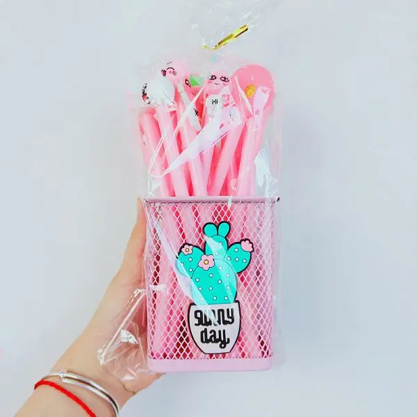 20 шт./компл. Единорог гелевая ручка в виде фламинго кактус caneta Kawaii papelaria для мальчиков и девочек с ультратонким стержнем lapices симпатичные канцелярские принадлежности - Цвет: 4