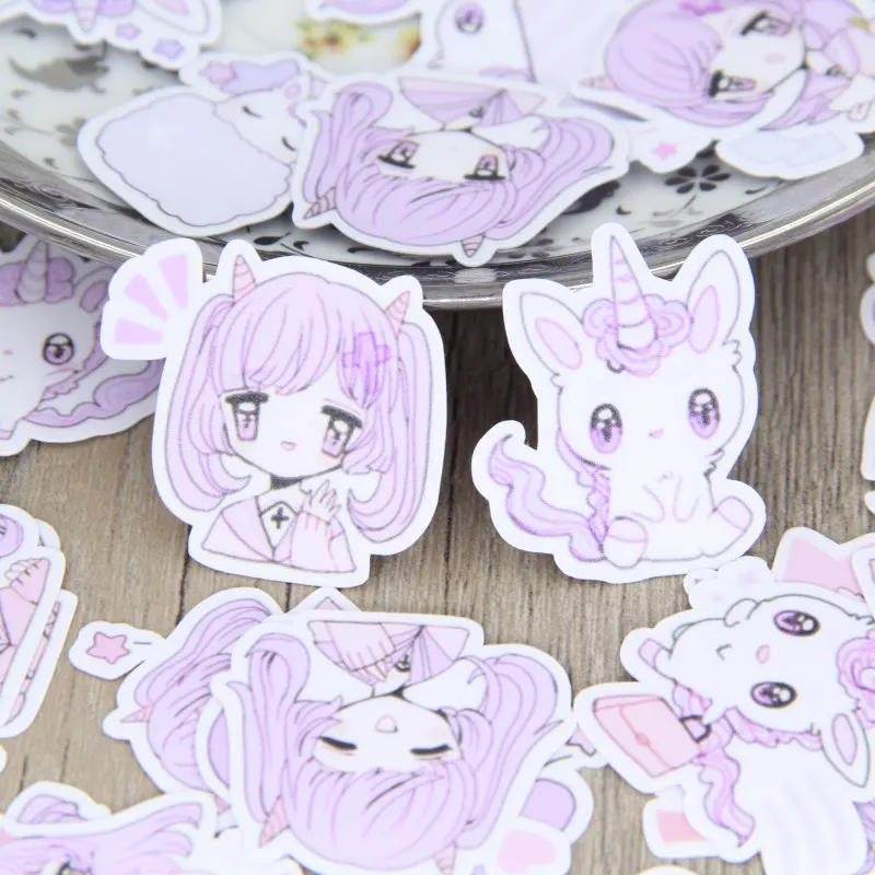 

Waterproof 40pcs Unicorn Cute Girl Handmade Scrapbooking Stickers Decorative Sticker DIY Craft Photo Albums Decals Diary Deco