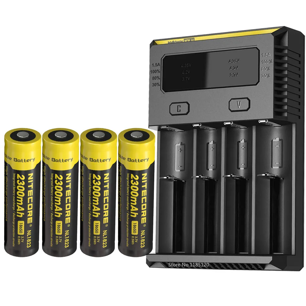NITECORE Новый I4 зарядное устройство OLED экран + 18650 2300mAh NL183 3 7 V 8.5Wh литий ионная