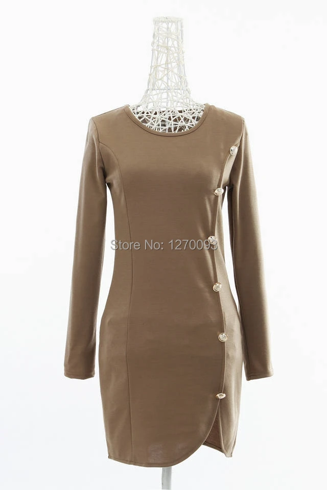 2015Winter warm dress Women Cotton Bottomed Winter Dress Ladies Evening Clothes Party gown Long Sleeve Button Casual | Женская одежда