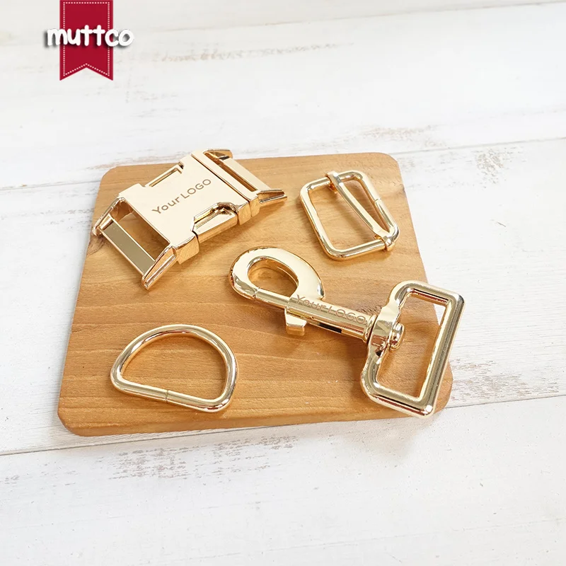 

(metal buckle+adjust buckle+D ring+metal dog clasp/set) engraved LOGO buckle accessory 30mm DIY dog accessories