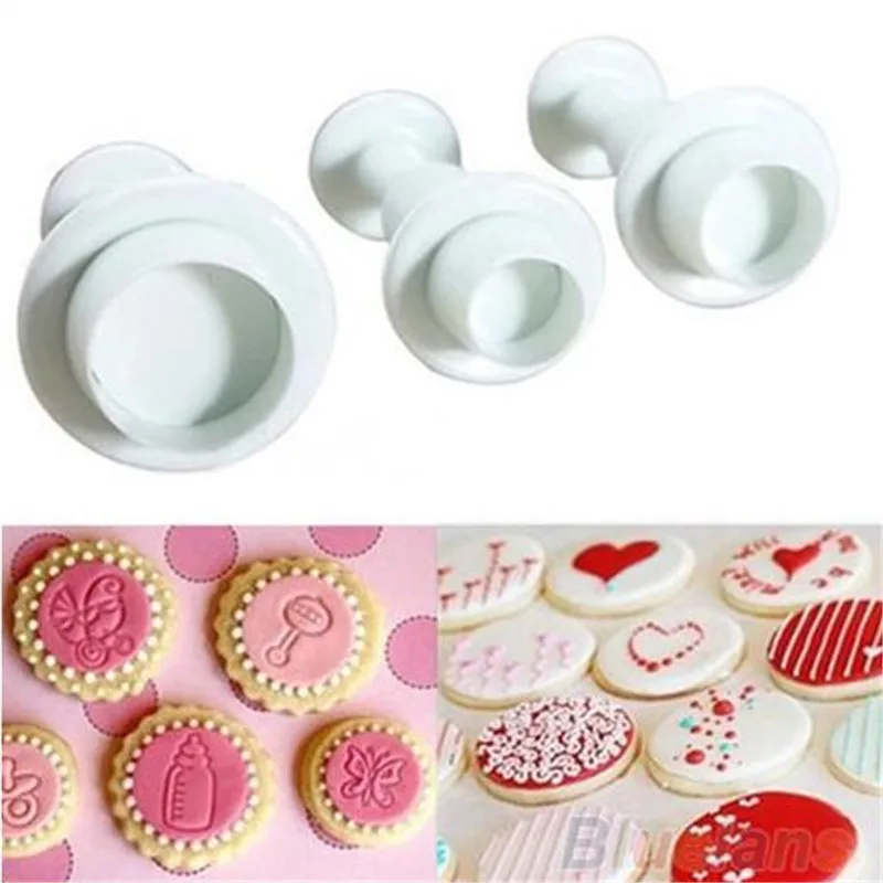 3 шт круглая помадка для бисквита Кондитерская плунжерная Печать пресс-форма