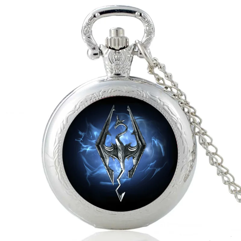 Винтажные бронзовые часы The Elder Scrolls V Skyrim, кварцевые карманные часы, классические мужские и женские часы с ожерельем