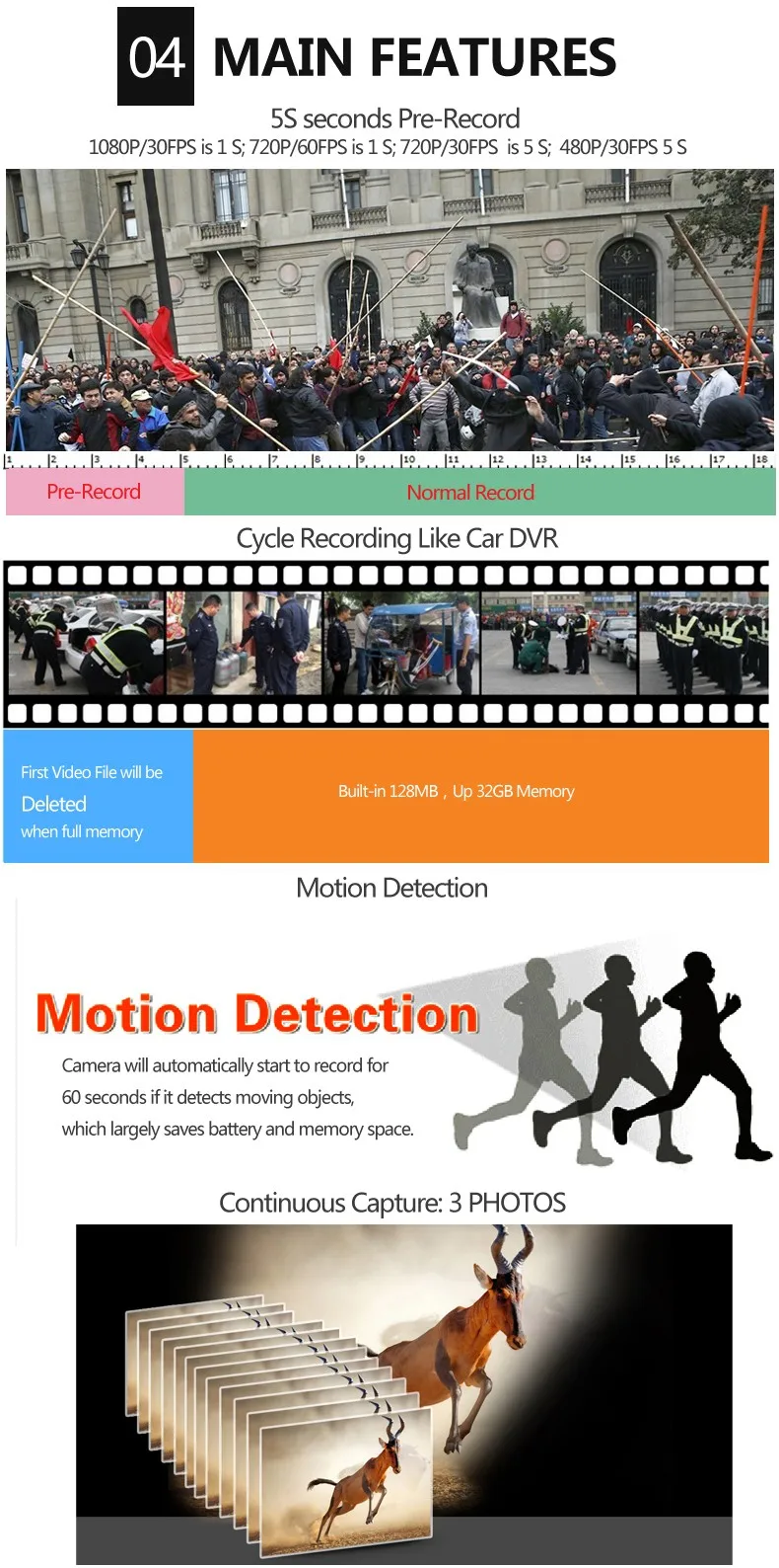 1080 P Full HD полиции корпус камеры с 2.7 дюймов высокого разрешения мини DVR комплект 16X цифровой зум тела рекордер обнаружение движения Cam