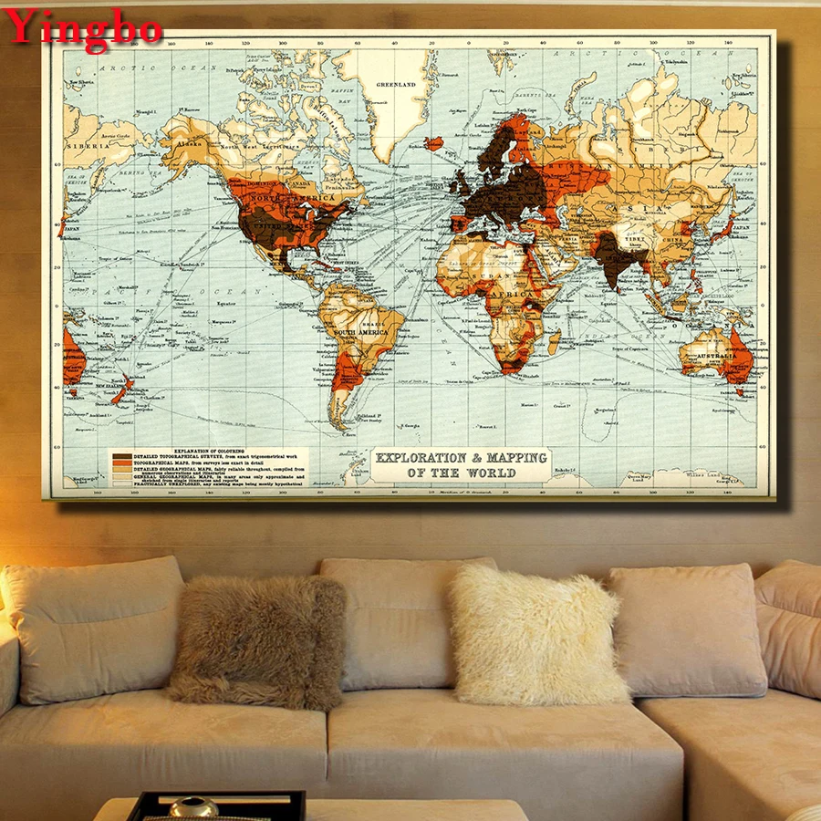 

3D DIY Diamond Embroidery World Map Picture of Rhinestones Diamond Painting Cross Stitch Needlework Gift Wall Sticker Decor