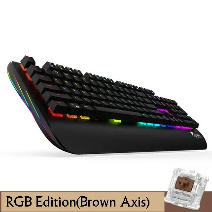Royal Kludge Black Shodow металлическая панель RGB с подсветкой USB Проводная Механическая клавиатура, большая Подставка для рук черная, синяя, коричневая, красная ось - Цвет: Black Brown Axis