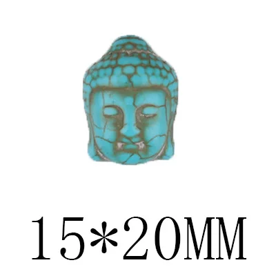 15*20 мм, 20*30 мм, винтажные бирюзовые бусины, голова Будды, разделители, бусины, амулеты DIY для ювелирные изделия, изготовление браслетов, аксессуаров - Цвет: Green 15X20MM