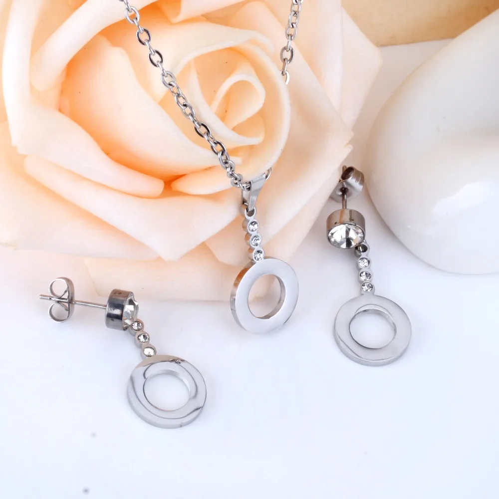 Роскошные Ювелирные наборы из нержавеющей стали ажурное круглое ожерелье с