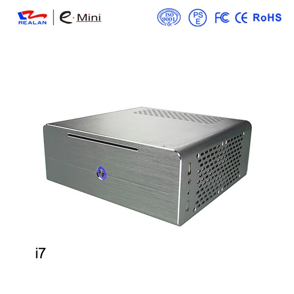 Silver Realan Алюминиевый мини itx Настольный ПК чехол E-i7 с блоком питания, CD-ROM, слотами черный серебристый - Цвет: Silver