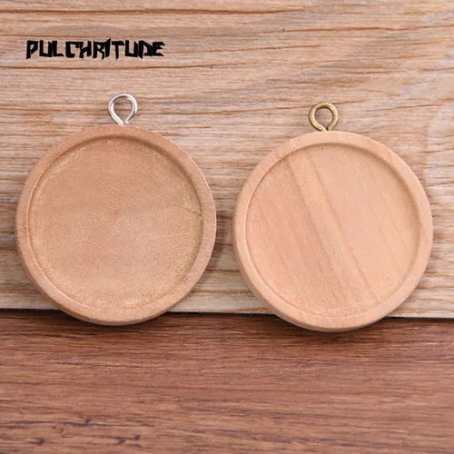 30mm two color PULCHRITUDE 6 шт. 12/15/25/30 мм внутренняя Размеры древесины Цвет круглый дерево Кабошон База Установка Подвески Цепочки и Ожерелья Выводы - Цвет: 30mm two color