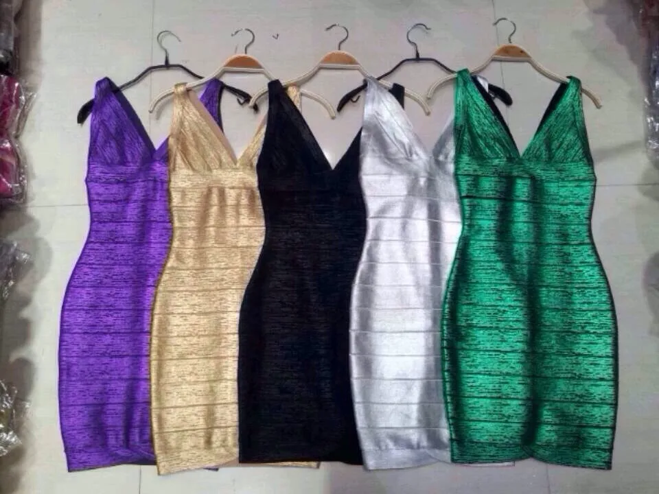Высококачественное новое разноцветное Золотое сексуальное Бандажное платье без