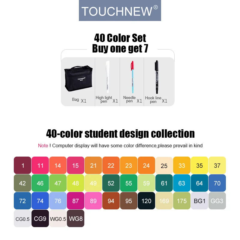 40 student design TouchFIVE 30/40/60/80/168 набор цветных маркеров на спиртовой основе для художников, высокое качество чернил для рисования марги, скетчей, дизайна - Цвет: 40 student design