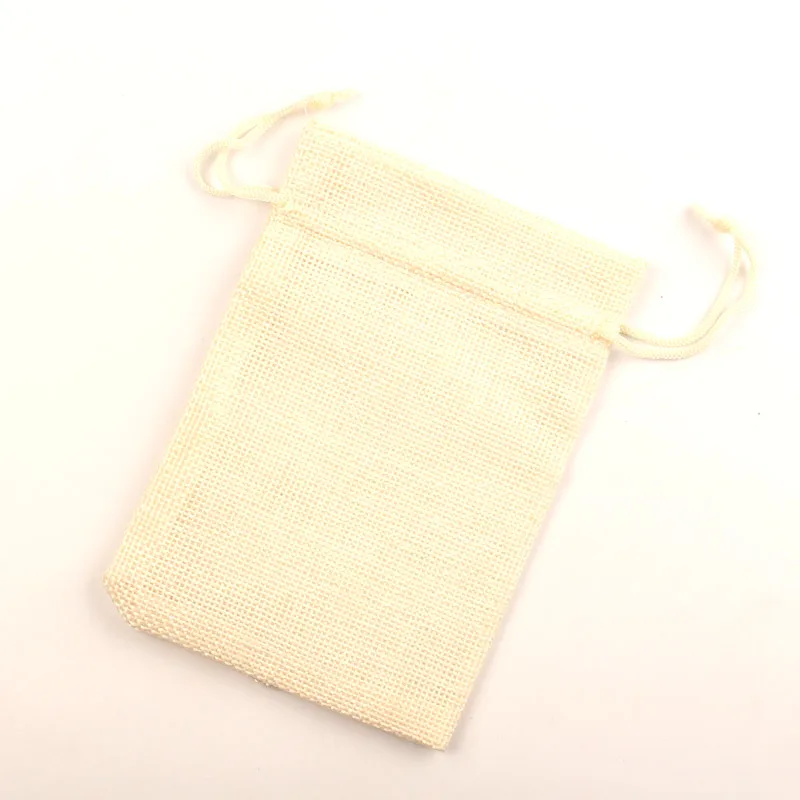 

10 шт. бежевые хлопковые льняные сумки на шнурке для хранения ювелирных изделий конфет Рождественские Свадебные украшения подарки Упаковоч...