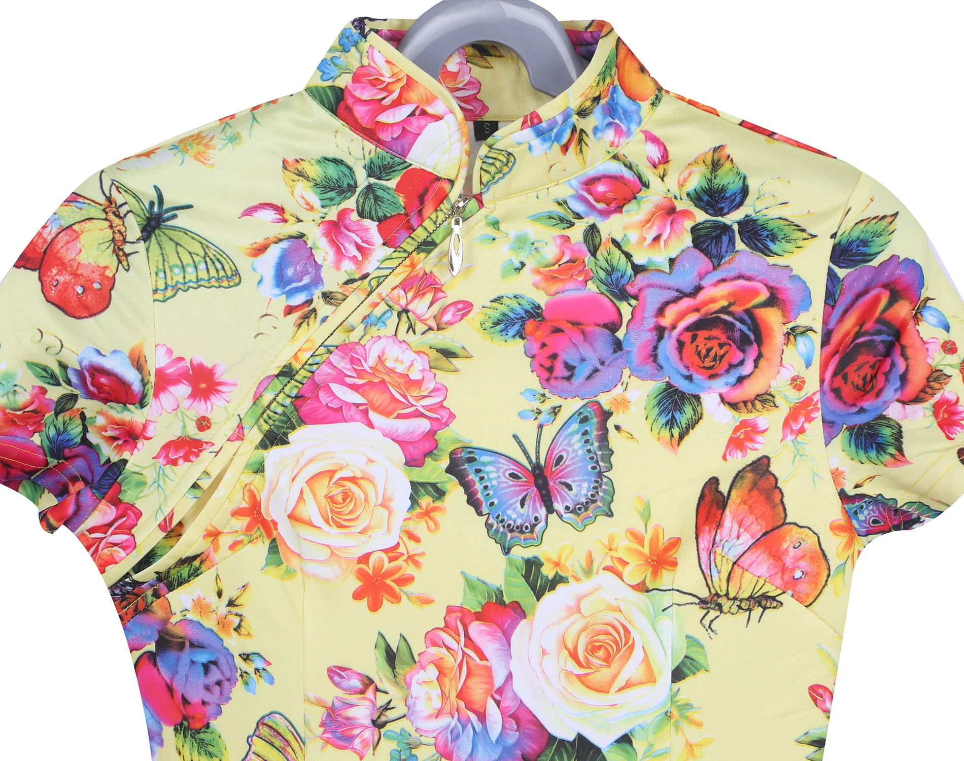 Женское платье-карандаш Oxiuly офисное Ципао с принтом и воротником-стойкой |