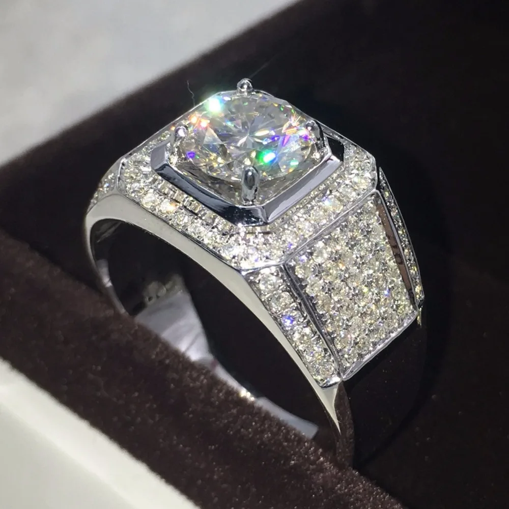 

Кольцо мужское из серебра 925 пробы, 3ct, 5A, с фианитами