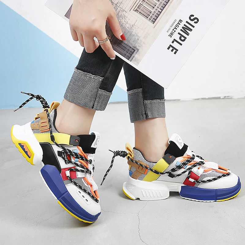 SUOVEKGO/Новинка 2019 года женская обувь из комбинированной ткани с цветными блоками